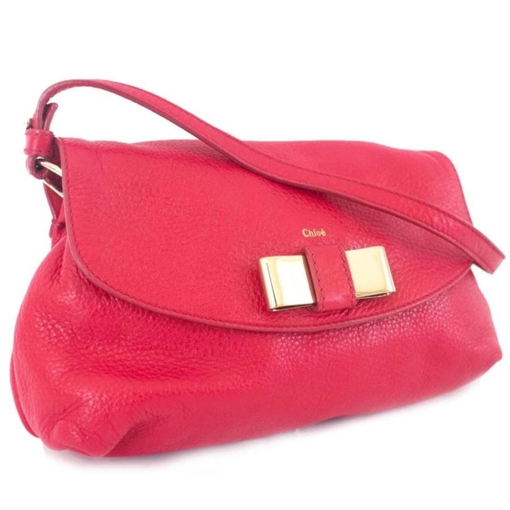 Chloe Vibrant Red Leather Clutch